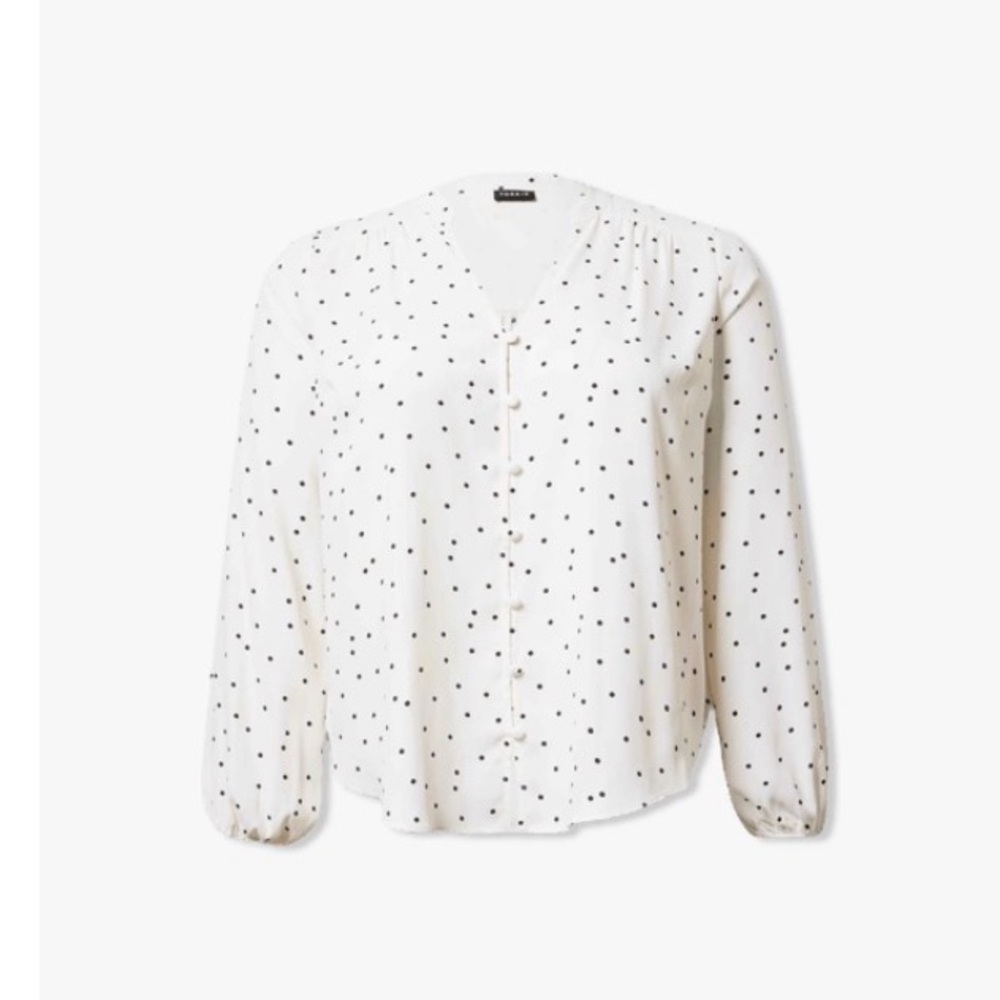 Torrid White Blouse with Black Dots